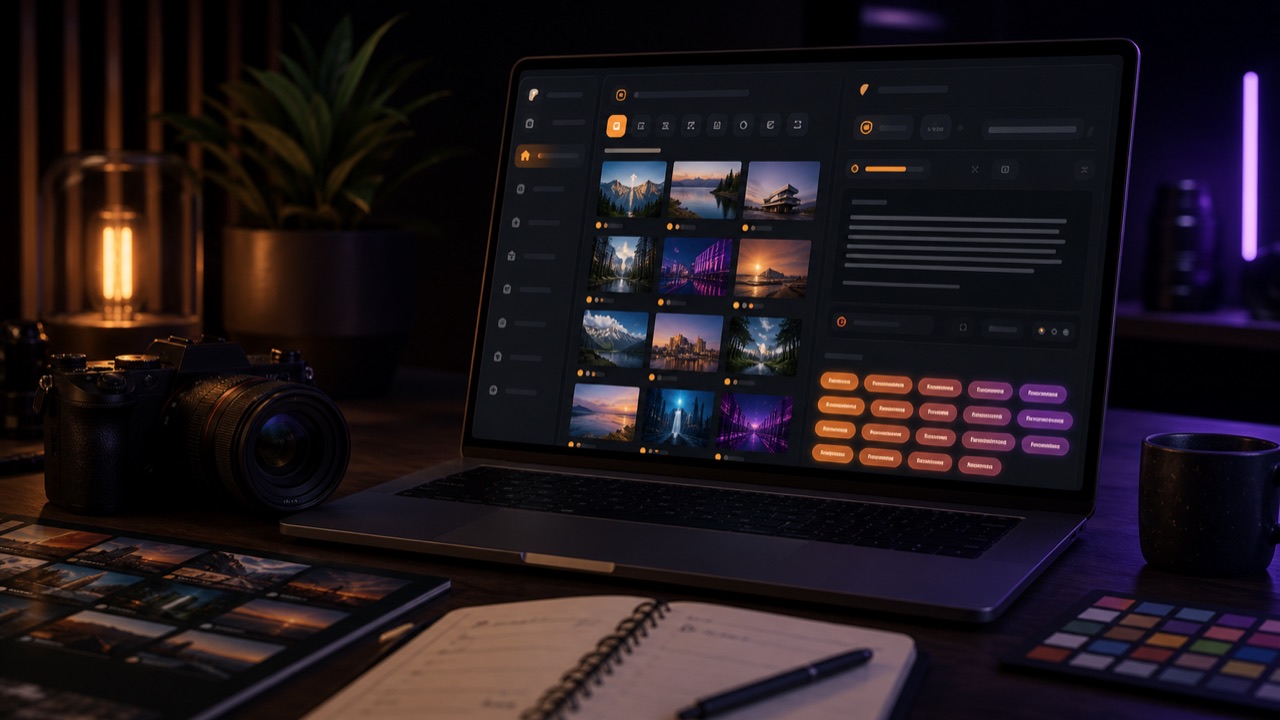 AI stock photo keyword generator workspace