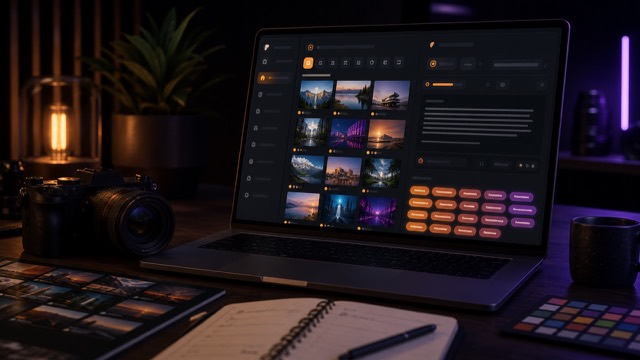 AI stock photo keyword generator workspace